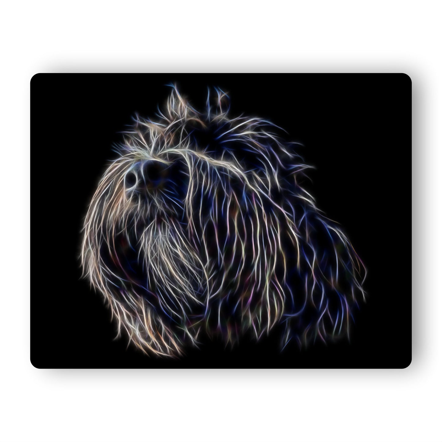 Black Cockapoo Metal Wall Plaque with Stunning Fractal Art Design.