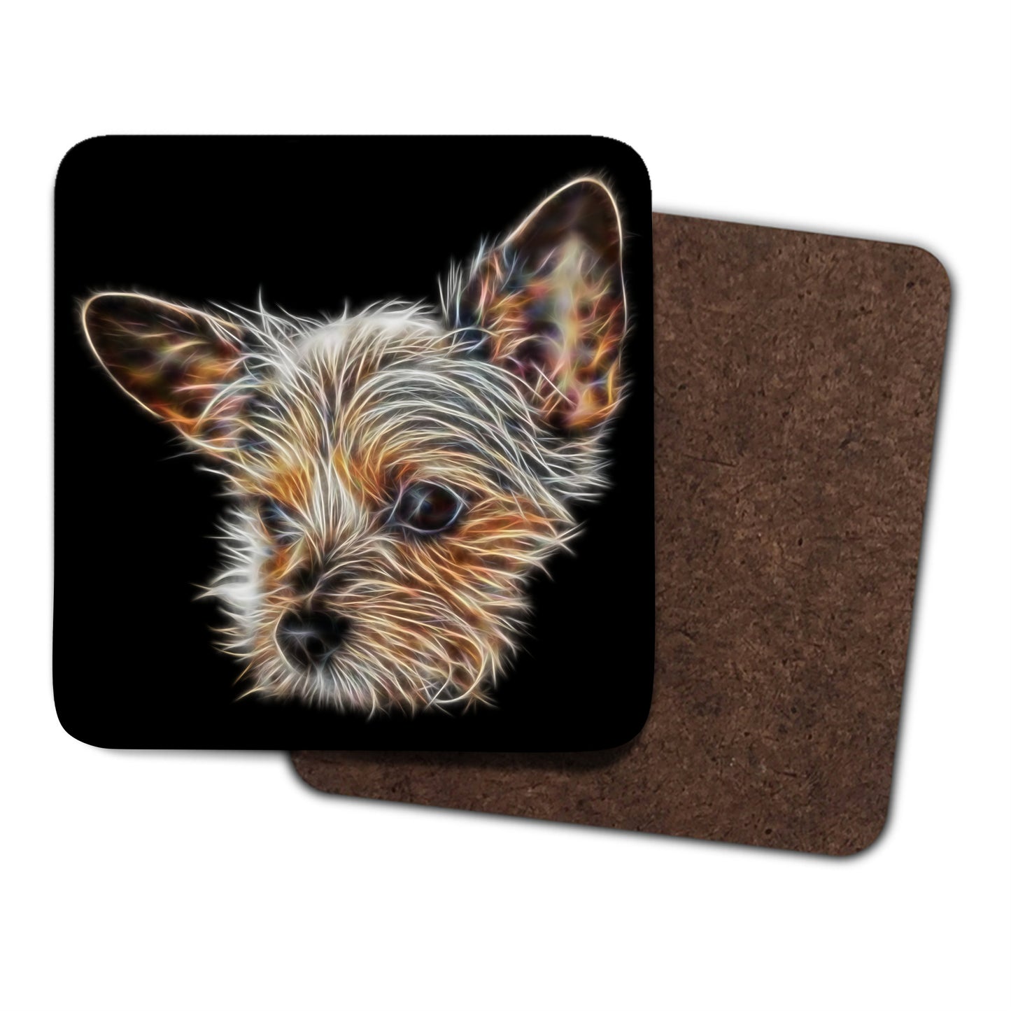 Chorkie Coasters, Set of 2, with Fractal Art Design, Perfect Chorkie Owner Gift