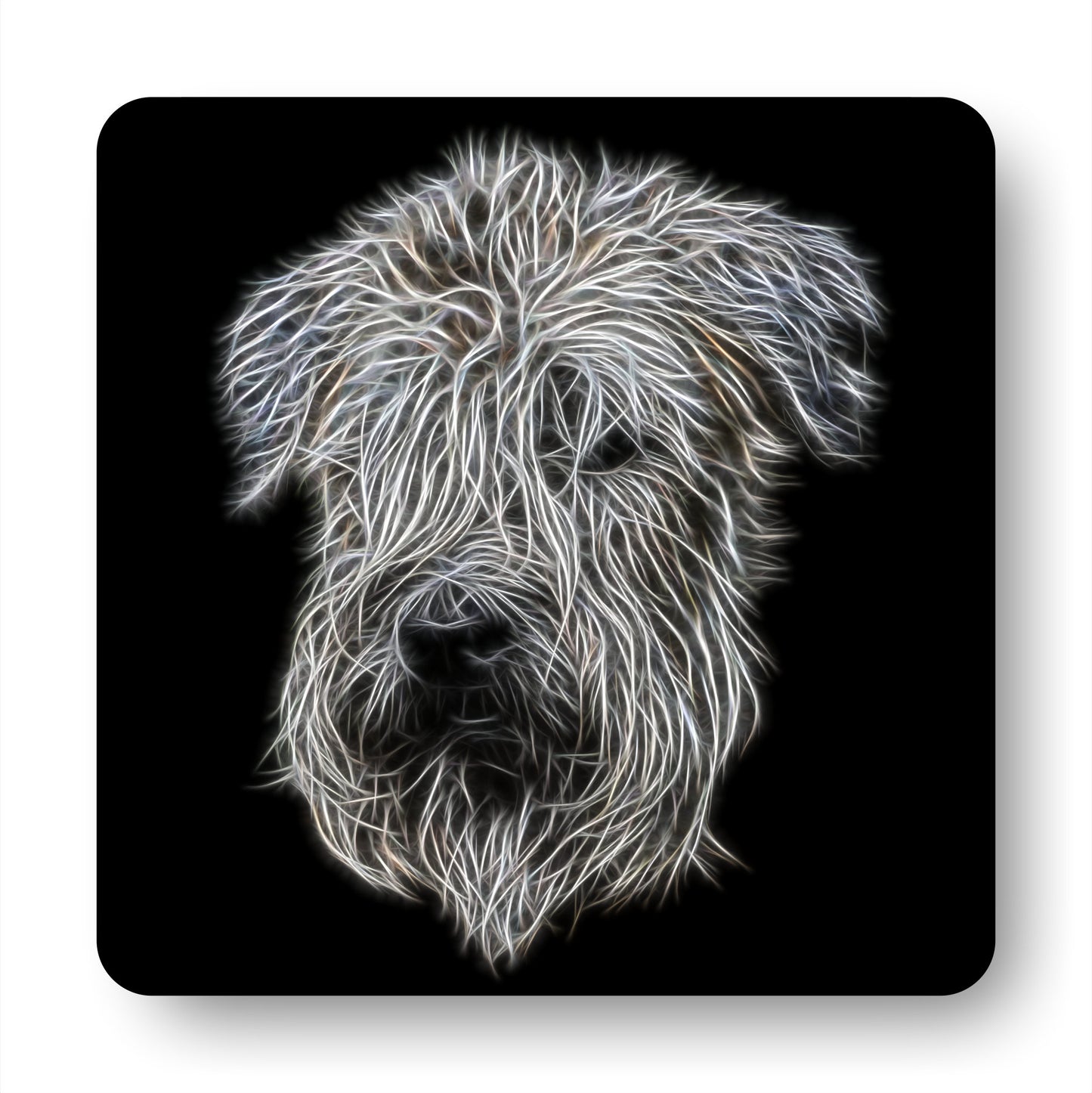 Wheaten Terrier Coasters, Set of 2, with Stunning Fractal Art Design.