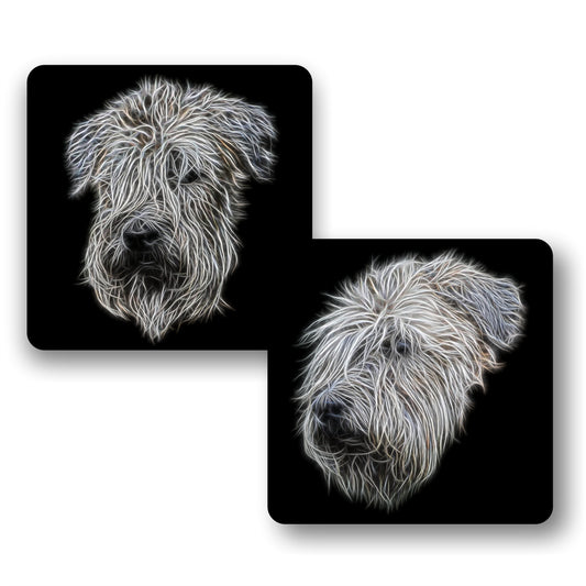 Wheaten Terrier Coasters, Set of 2, with Stunning Fractal Art Design.