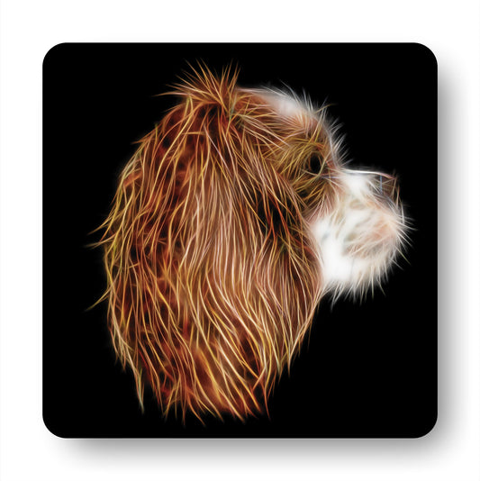 Blenheim King Charles Spaniel Coasters, Set of 4, with Fractal Art Design