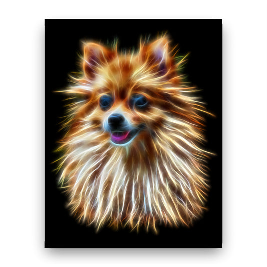 Pomeranian Print with Stunning Fractal Art Design. Various Sizes Available