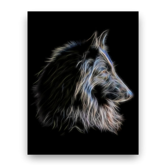Belgian Shepherd Groenendael Print with Stunning Fractal Art Design. Various Sizes Available