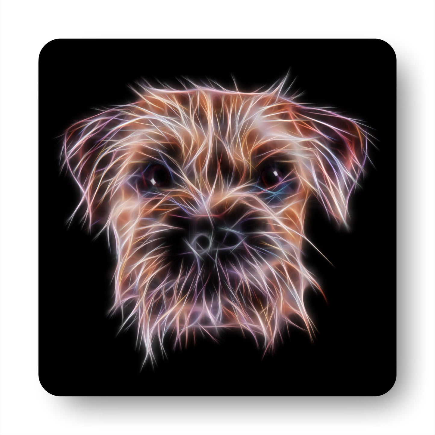 Border Terrier Coasters, Set of 2, with Fractal Art Design