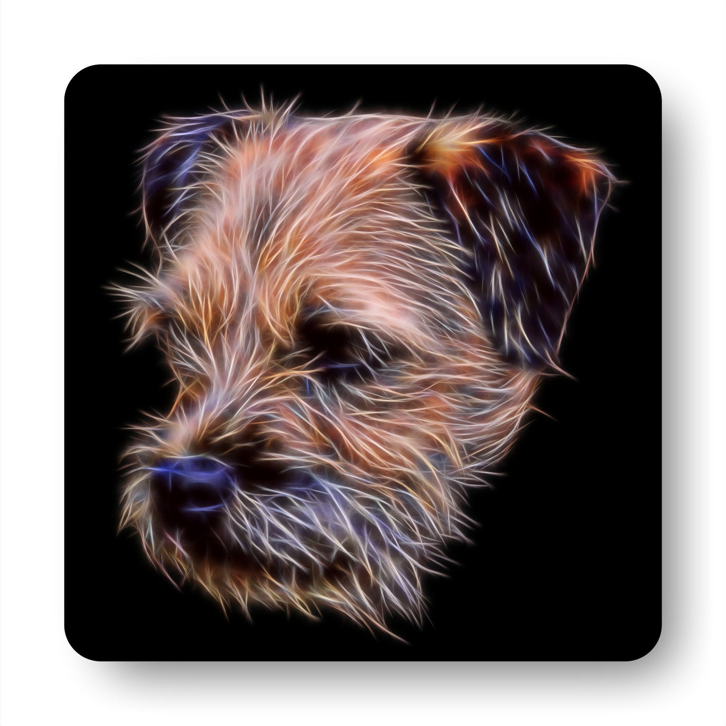 Border Terrier Coasters, Set of 2, with Fractal Art Design