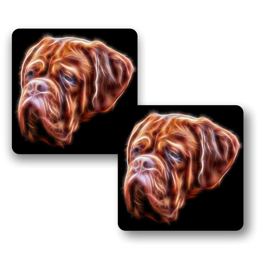 Dogue De Bordeaux Coasters, Set of 2, with Stunning Fractal Art Design.