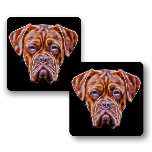 Dogue De Bordeaux Coasters, Set of 2, with Stunning Fractal Art Design.