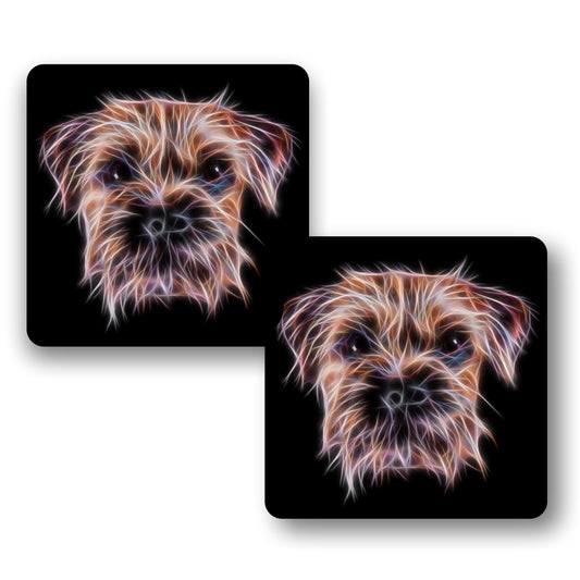 Border Terrier Coasters, Set of 2, with Fractal Art Design