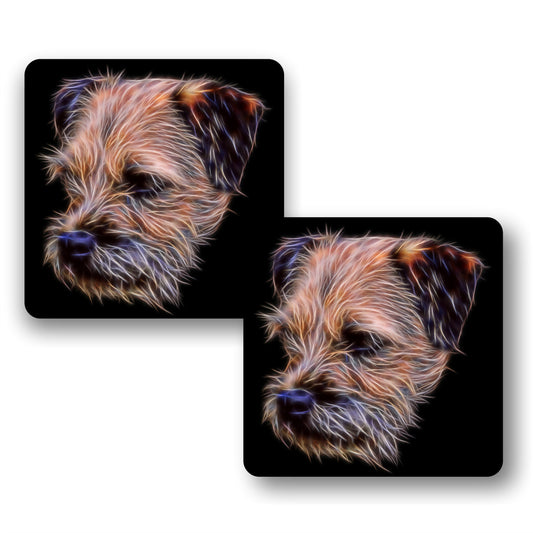 Border Terrier Coasters, Set of 2, with Fractal Art Design