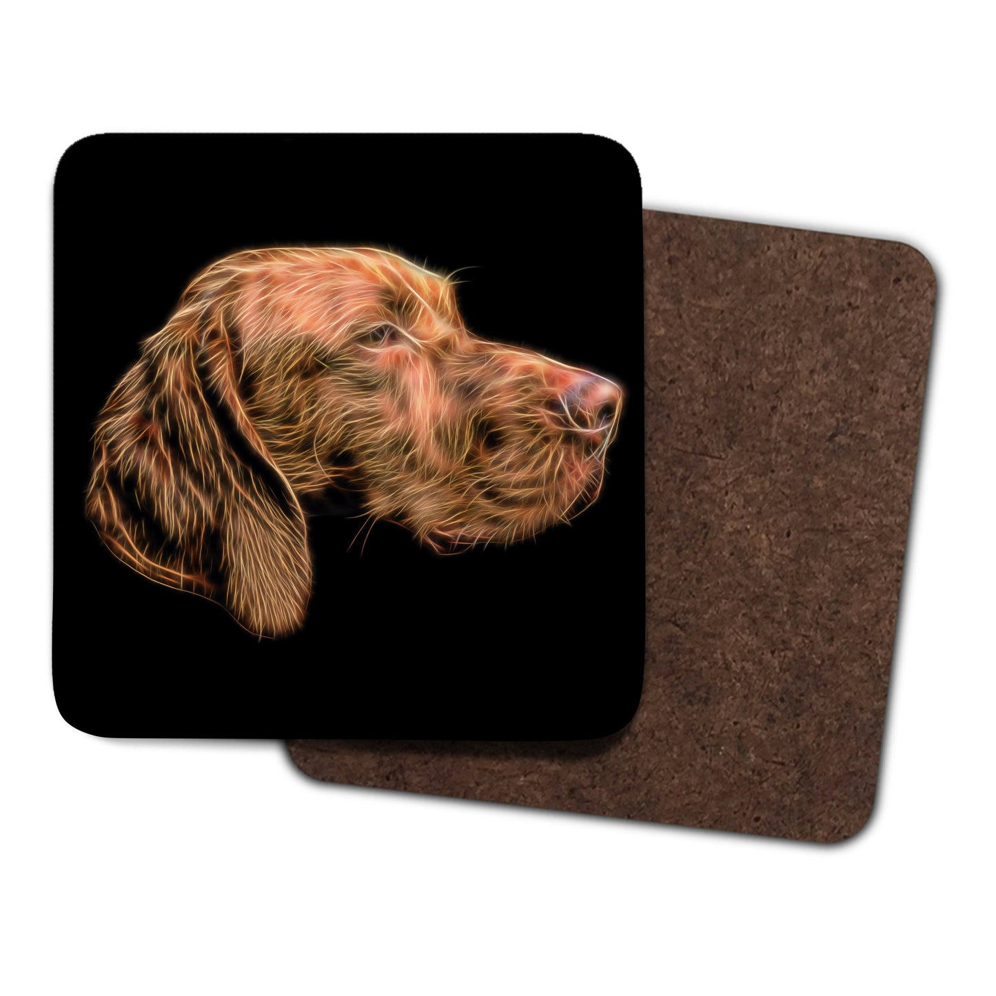 Hungarian Vizsla Dog Coasters, Set of 2, with Stunning Fractal Art Design.