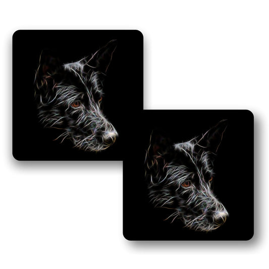 Black German Shepherd Coasters, Set of 2, with Stunning Fractal Art Design. Perfect Dog Lover Gift.