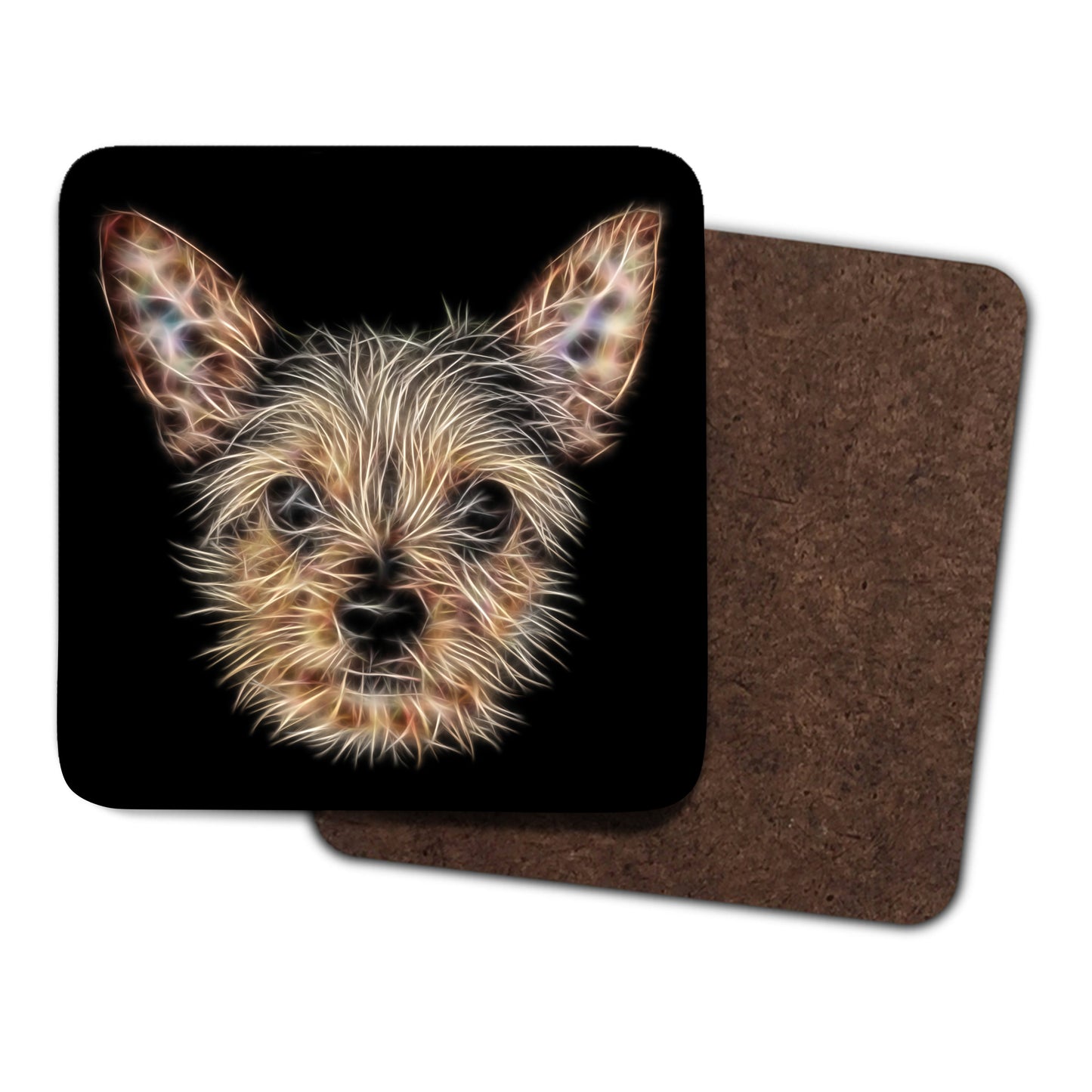 Chorkie Coasters, Set of 2, with Fractal Art Design, Perfect Chorkie Owner Gift