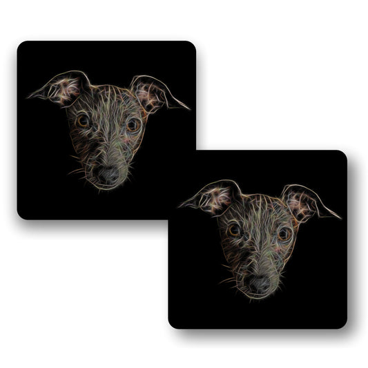 Italian Greyhound Coasters, Set of 2, with Stunning Fractal Art Design.