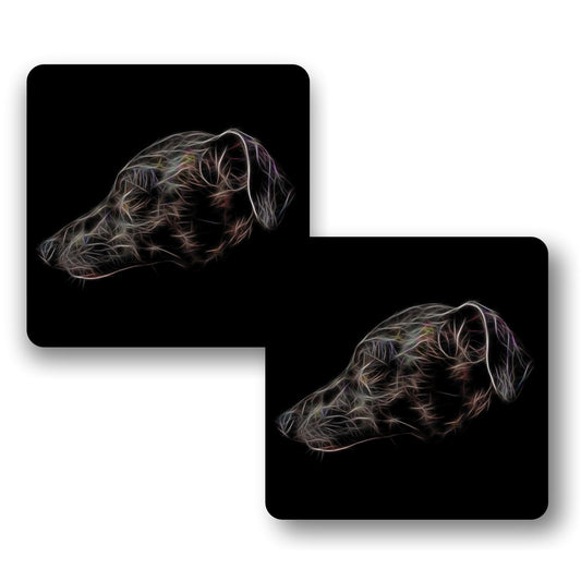 Italian Greyhound Coasters, Set of 2, with Stunning Fractal Art Design.