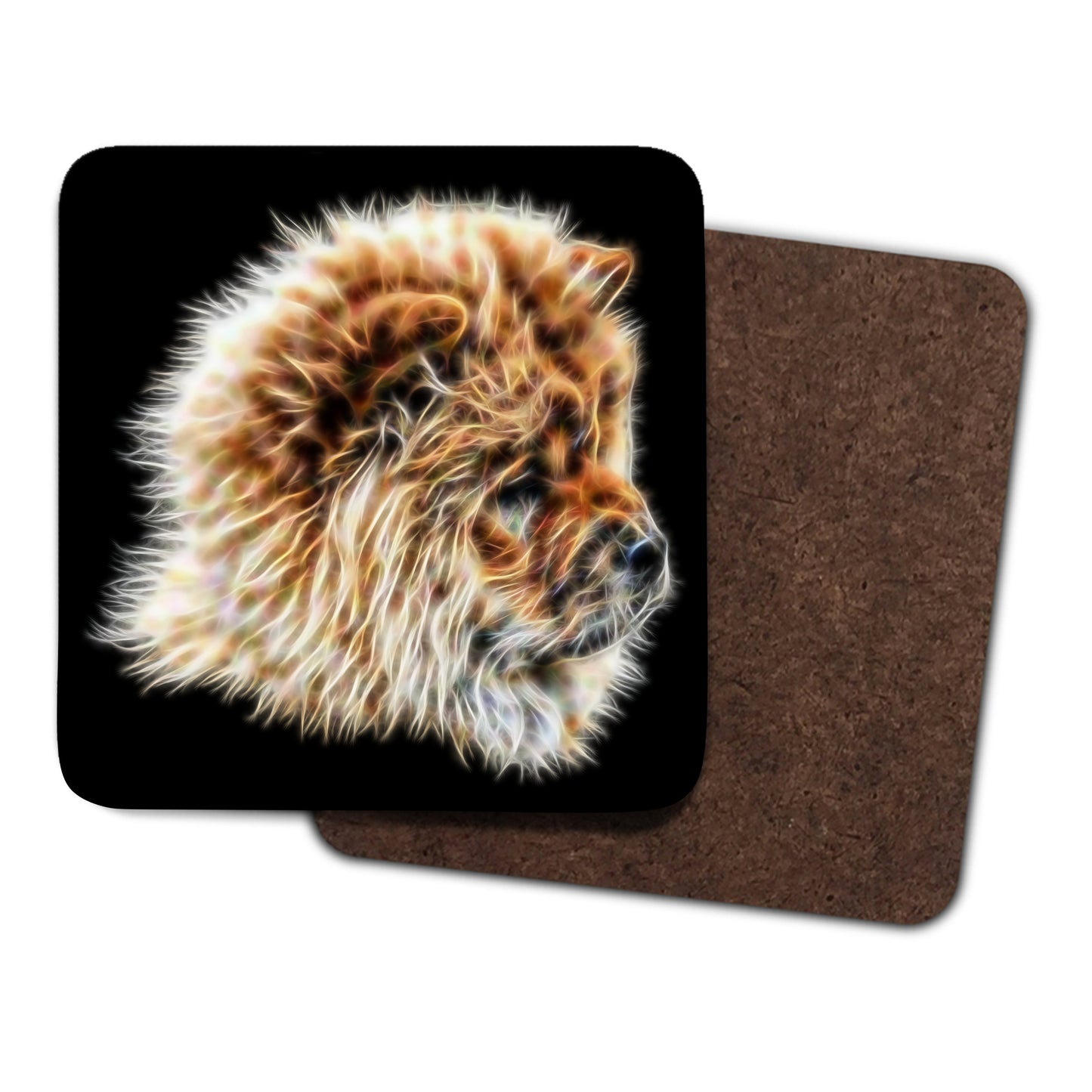 Chow Chow Coasters, Set of 2, with Stunning Fractal Art Design.