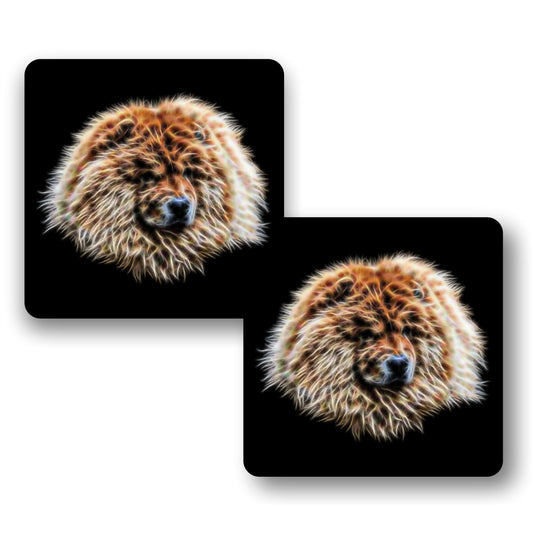 Chow Chow Coasters, Set of 2, with Stunning Fractal Art Design.