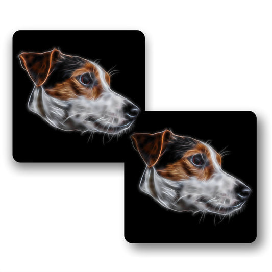 Jack Russell Coasters, Set of 2, with Stunning Fractal Art Design.