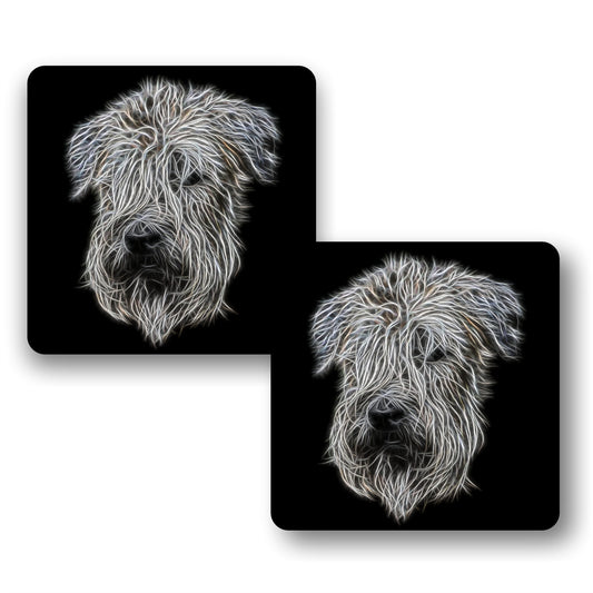 Wheaten Terrier Coasters, Set of 2, with Stunning Fractal Art Design.