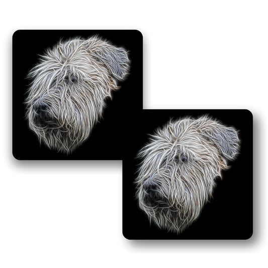 Wheaten Terrier Coasters, Set of 2, with Stunning Fractal Art Design.