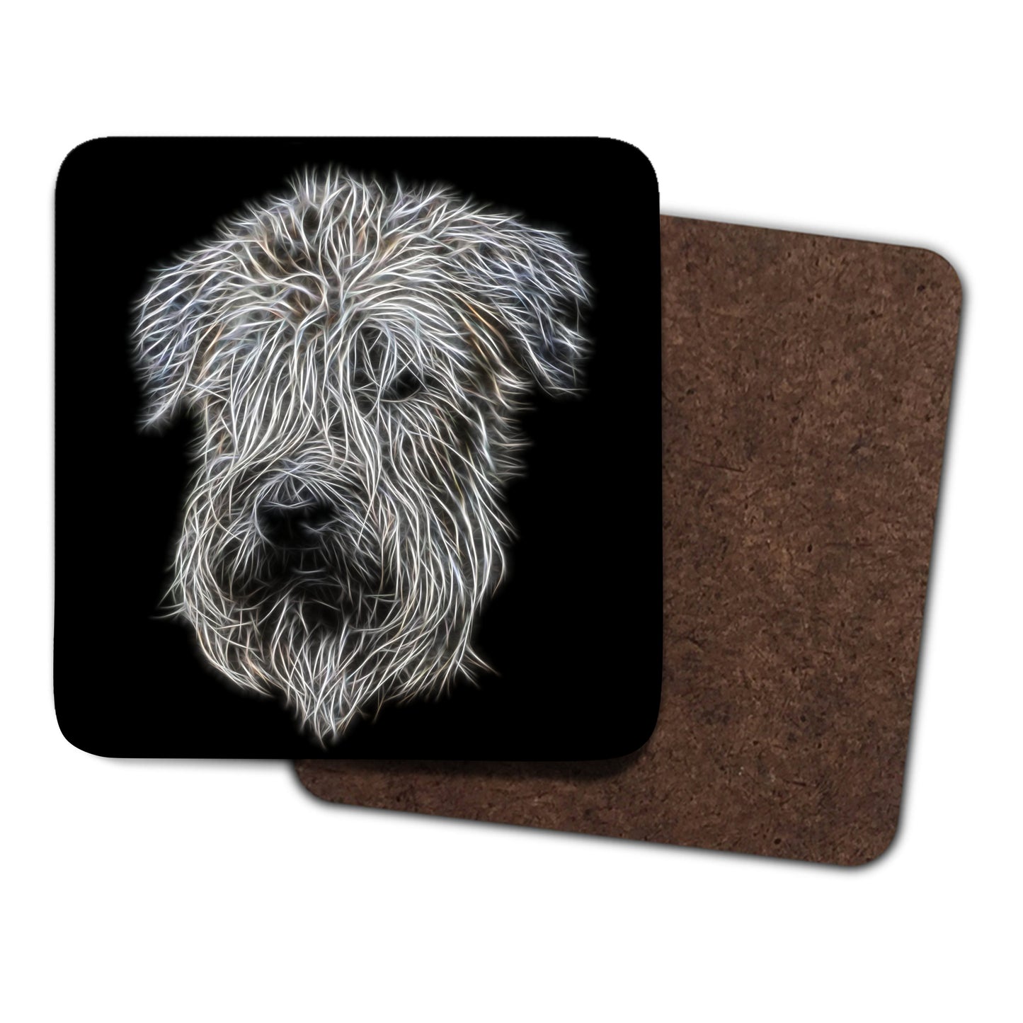 Wheaten Terrier Coasters, Set of 2, with Stunning Fractal Art Design.