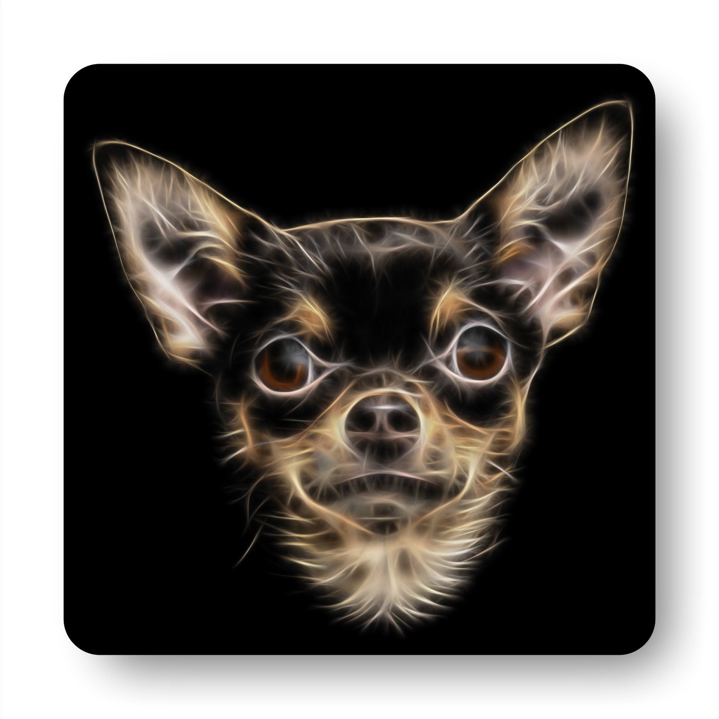 Chihuahua Coasters, Set of 2, with Fractal Art Design. Chocolate and Tan.