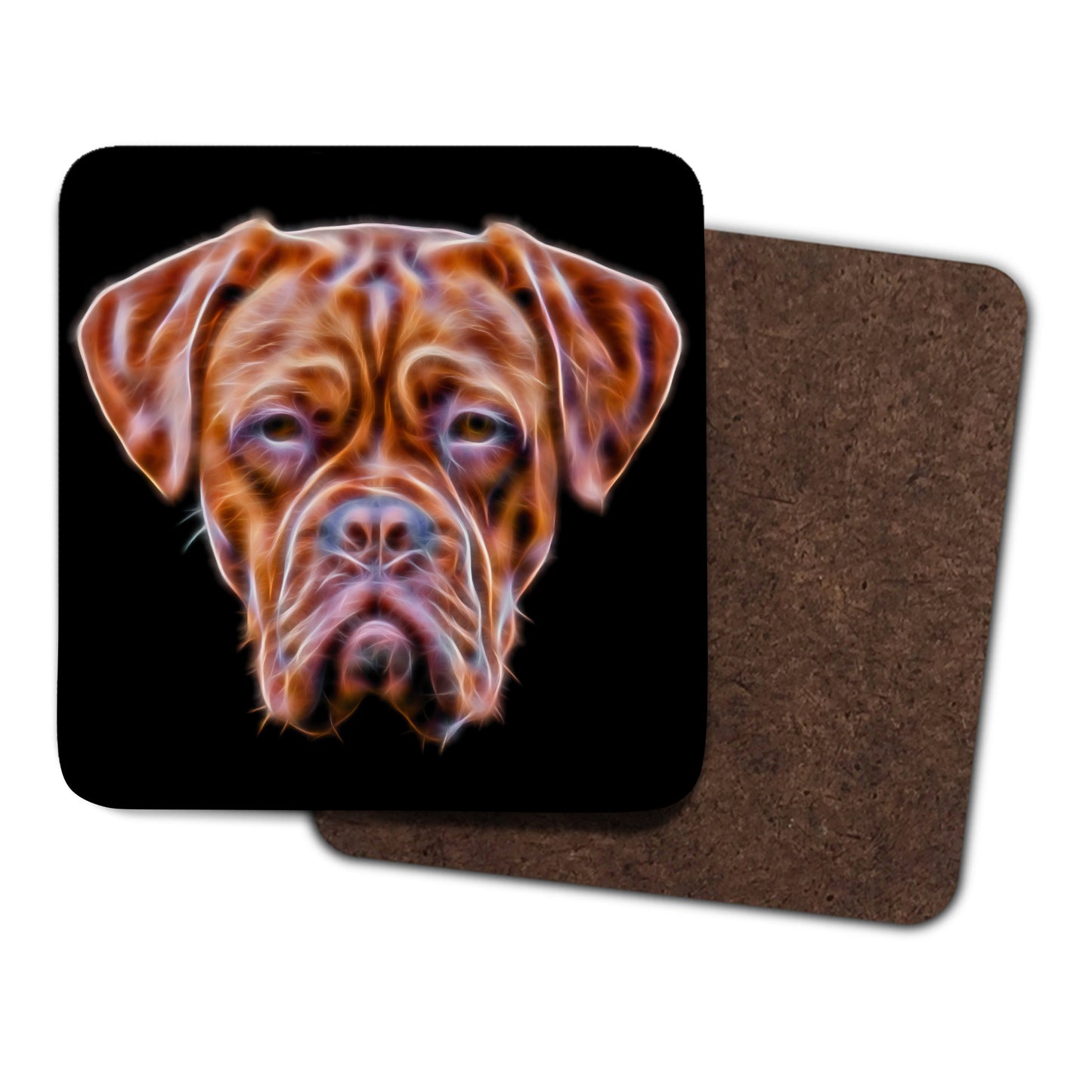 Dogue De Bordeaux Coasters, Set of 2, with Stunning Fractal Art Design.