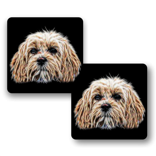 Cavachon Coasters, Set of 2, with Stunning Fractal Art Design.