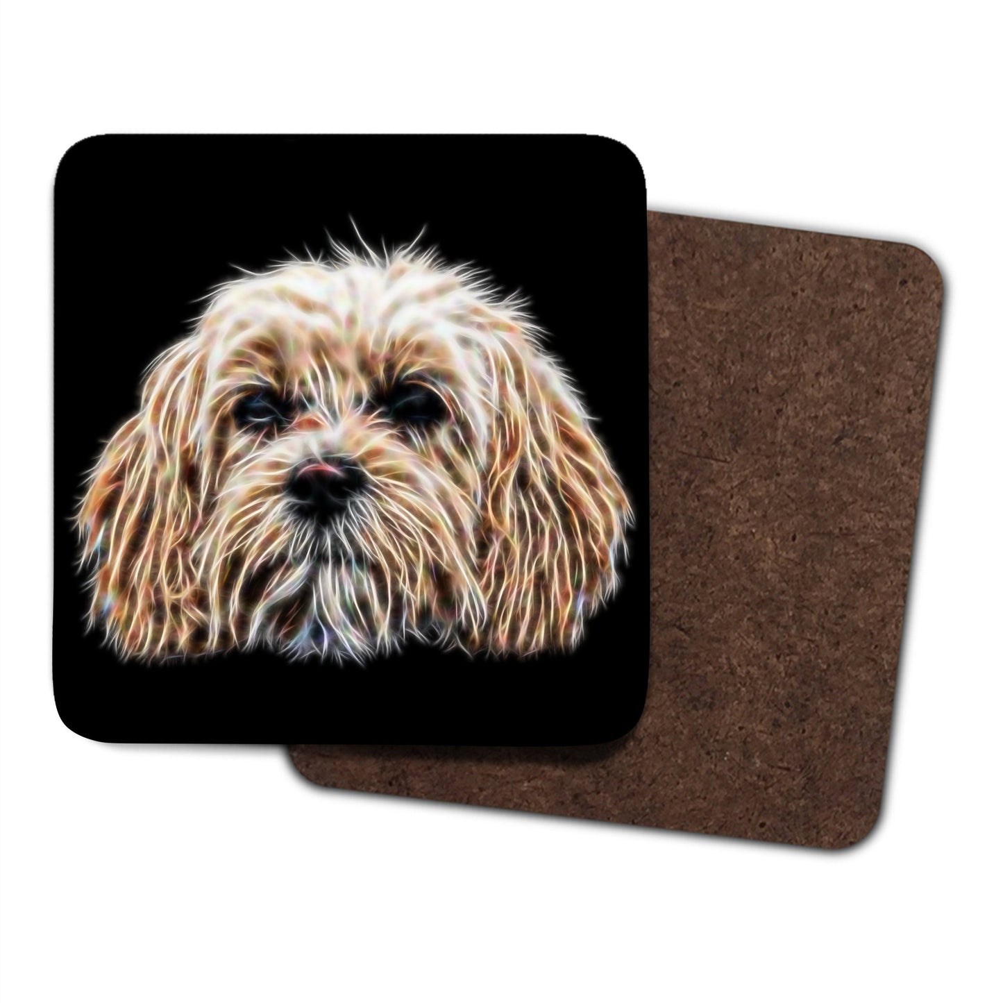 Cavachon Coasters, Set of 2, with Stunning Fractal Art Design.