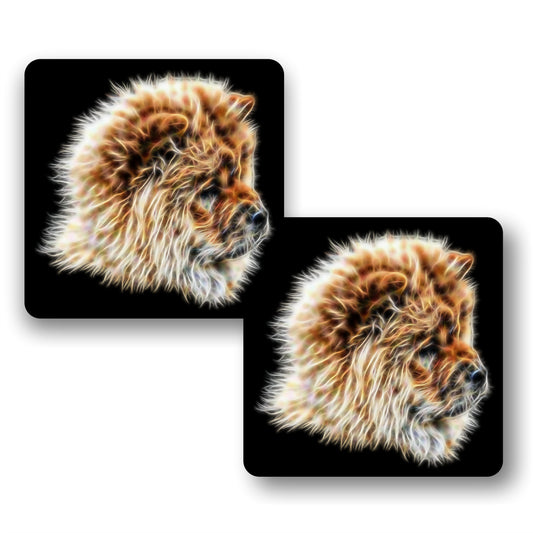 Chow Chow Coasters, Set of 2, with Stunning Fractal Art Design.