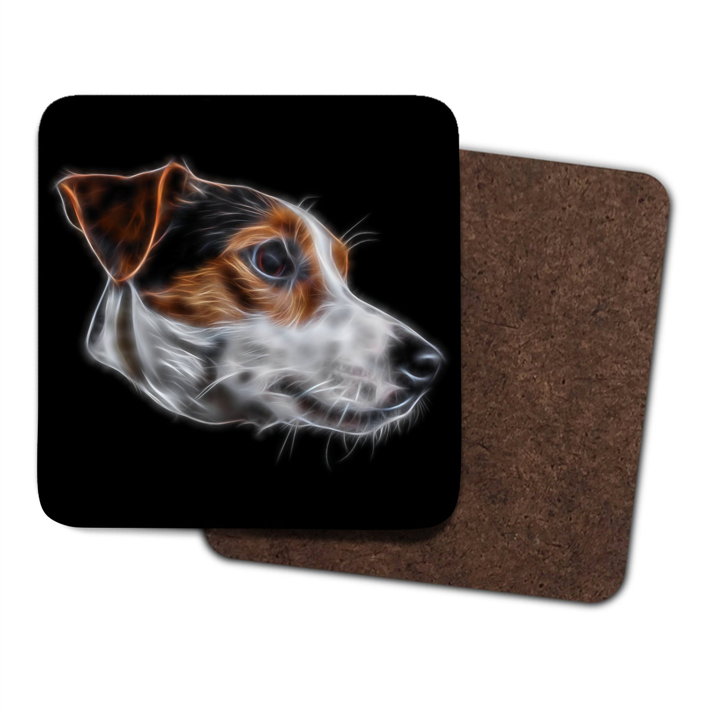 Jack Russell Coasters, Set of 2, with Stunning Fractal Art Design.