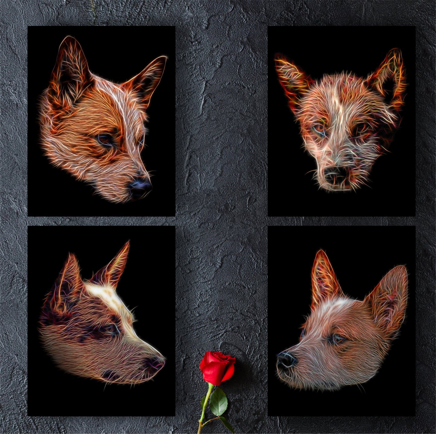Australian Cattle Dog Print with Stunning Fractal Art Design. Various Sizes Available (Red Heeler)