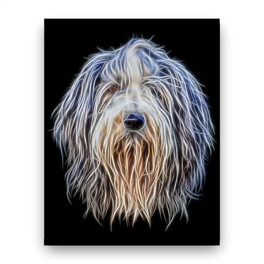 Bearded Collie Print with Stunning Fractal Art Design. Various Sizes Available