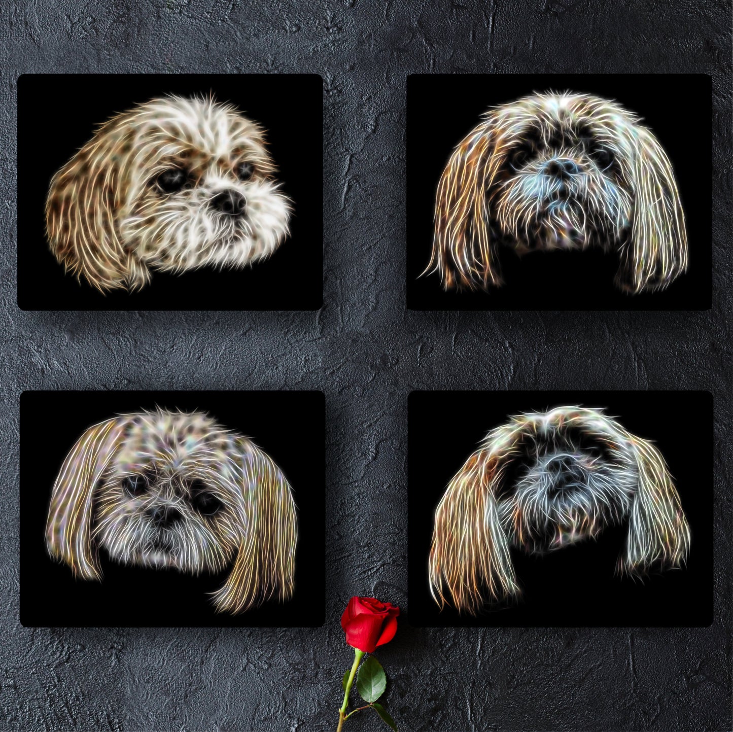 Shih Tzu Metal Wall Plaque with Stunning Fractal Art Design