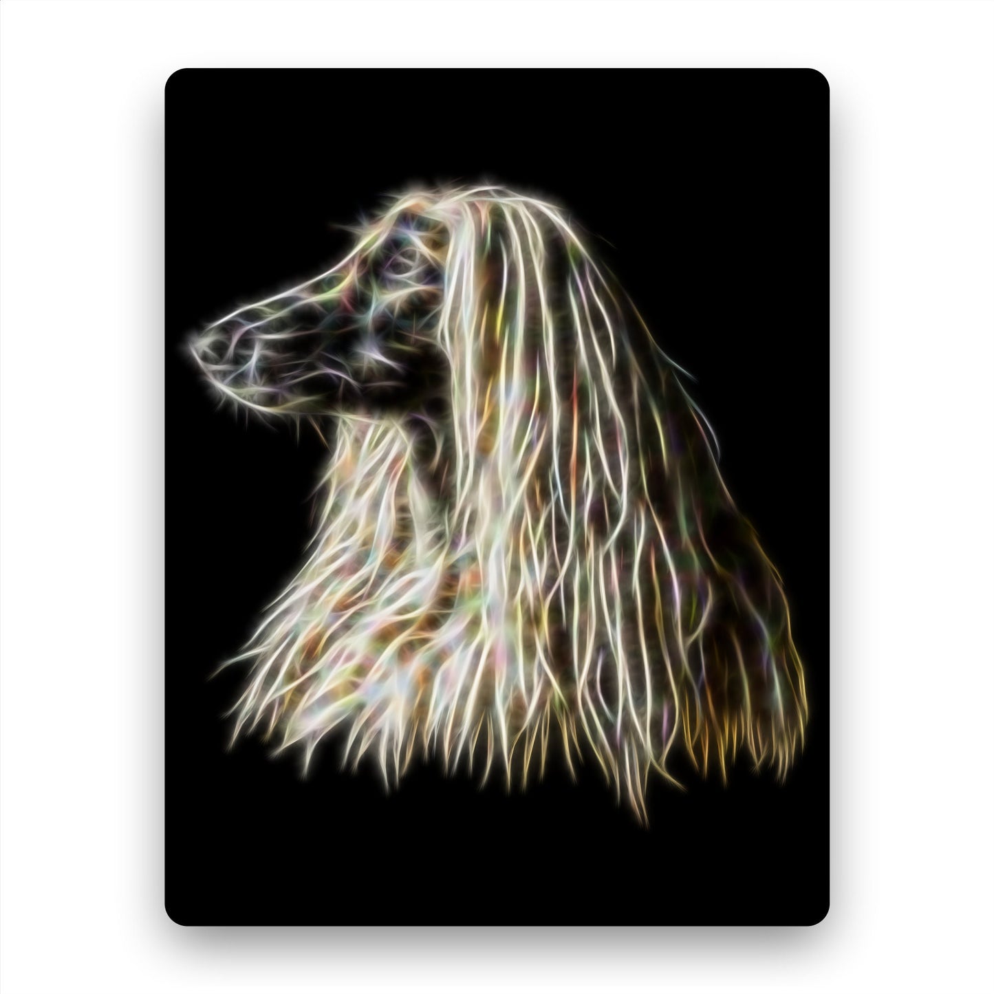Afghan Hound Metal Wall Plaque with Stunning Fractal Art Design