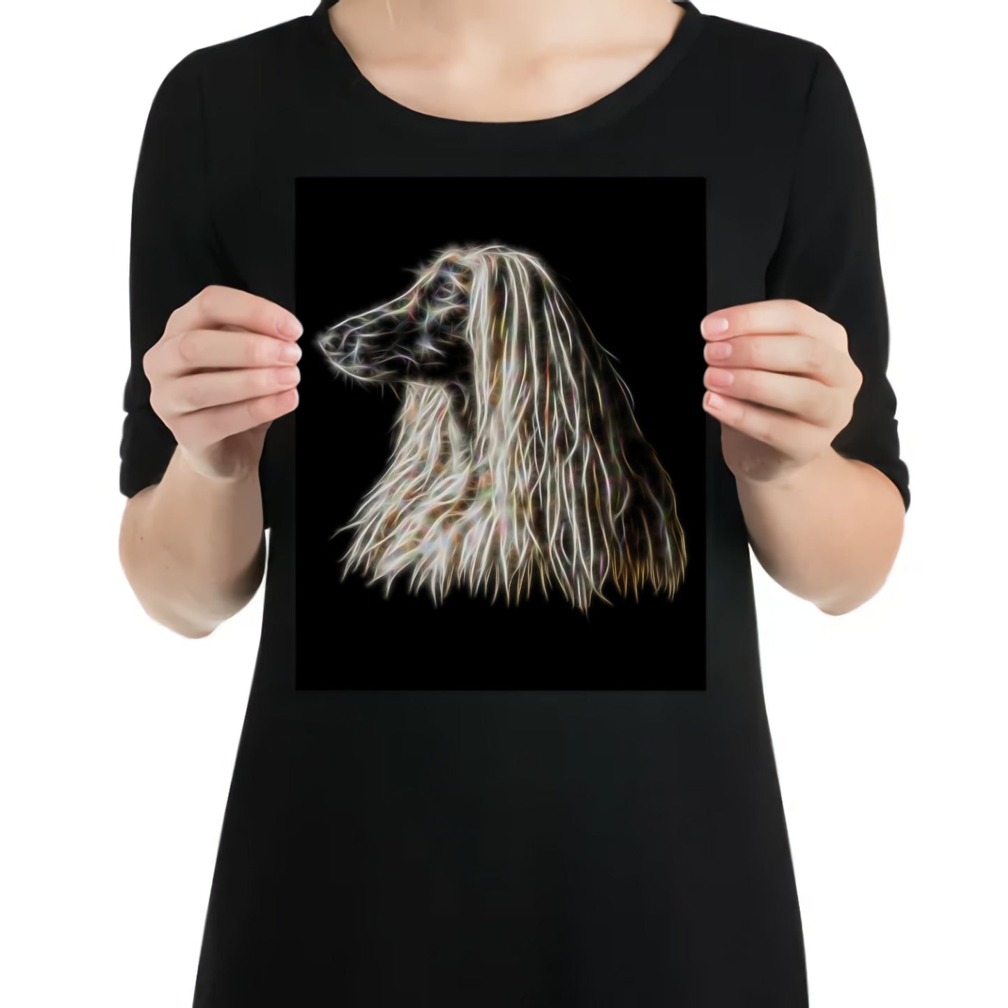 Afghan Hound Metal Wall Plaque with Stunning Fractal Art Design