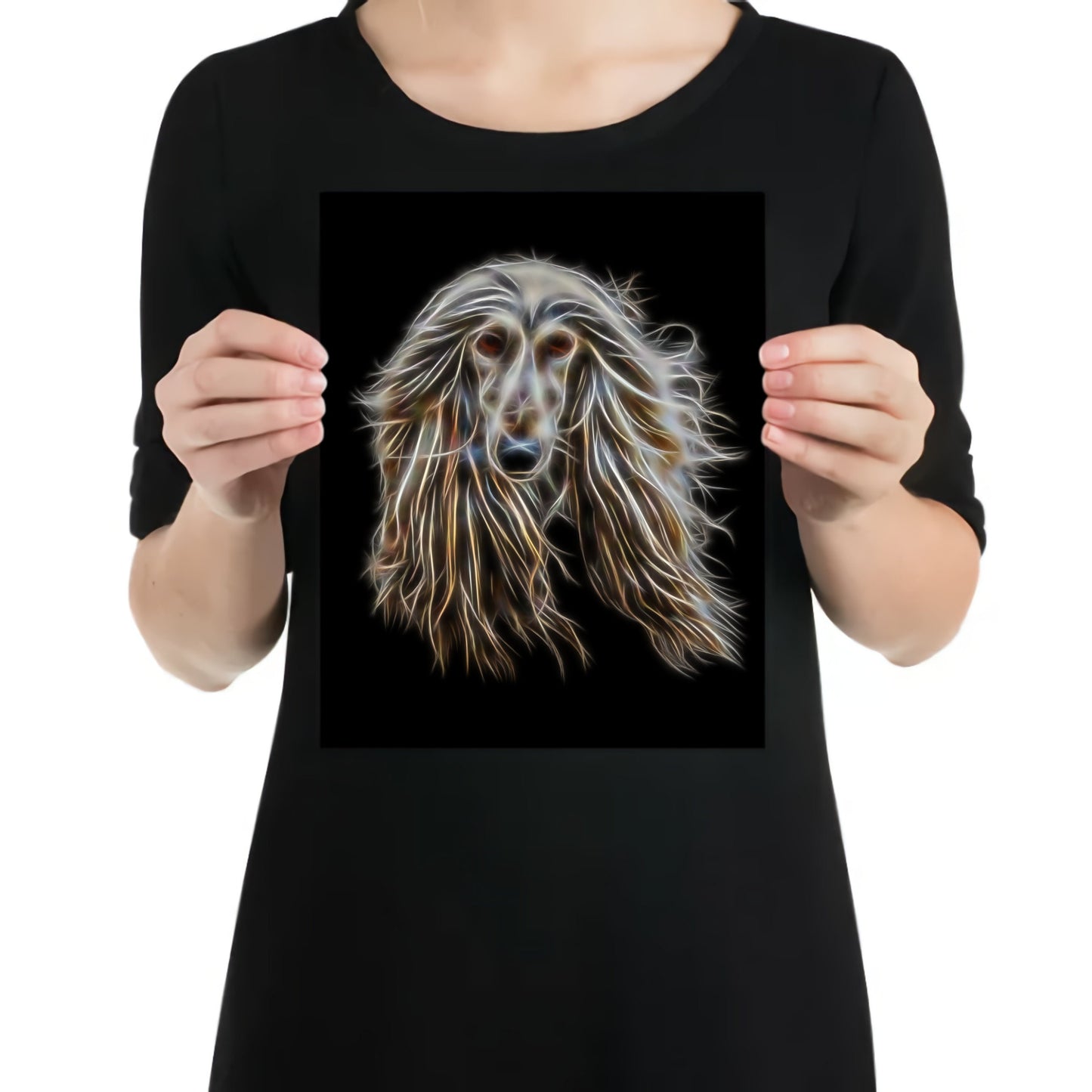 Afghan Hound Metal Wall Plaque with Stunning Fractal Art Design