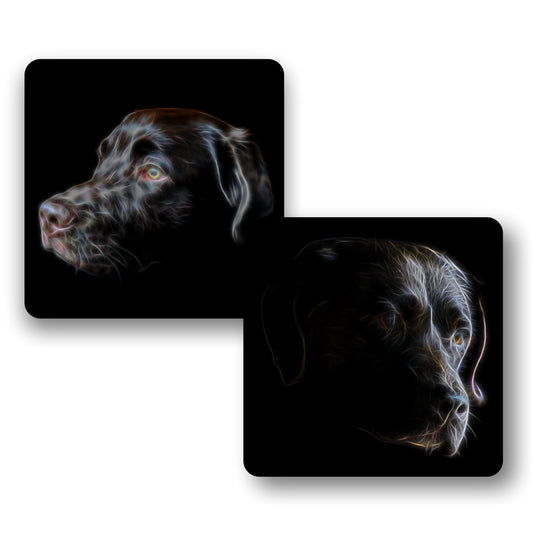 Chocolate Labrador Coasters, Set of 2, with Stunning Fractal Art Design, Dog Owner Gift
