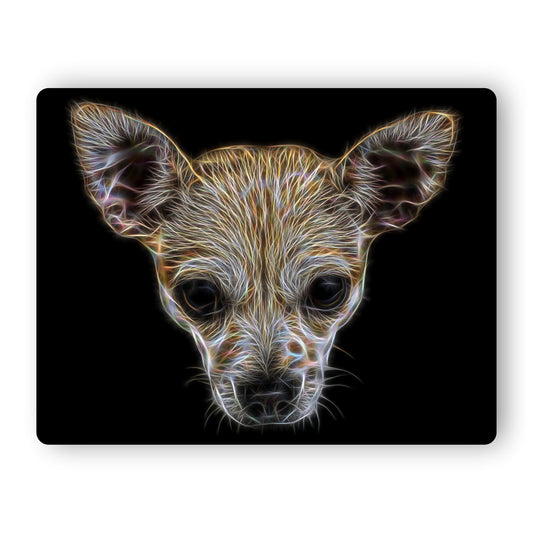 Cream Chihuahua Metal Wall Plaque with Stunning Fractal Art Design