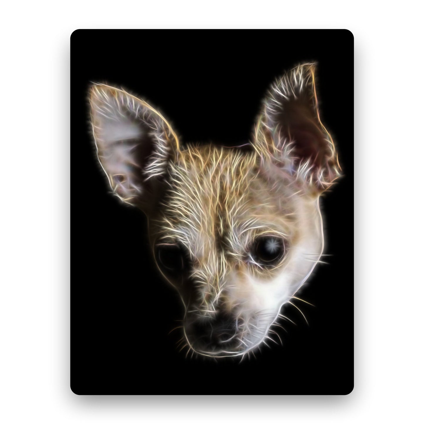 Cream Chihuahua Metal Wall Plaque with Stunning Fractal Art Design