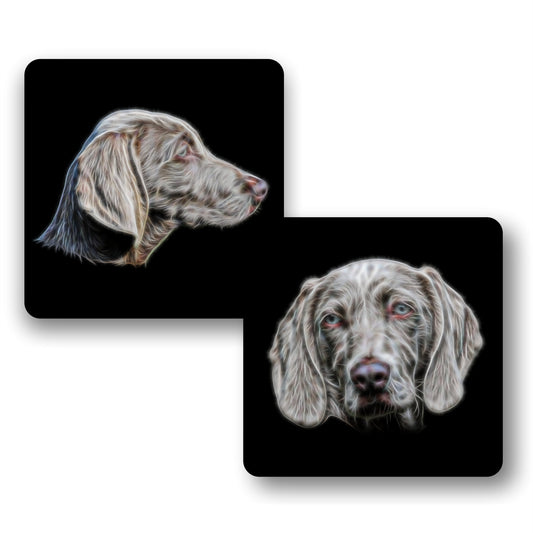 Weimaraner Coasters, Set of 2, with Fractal Art Design.
