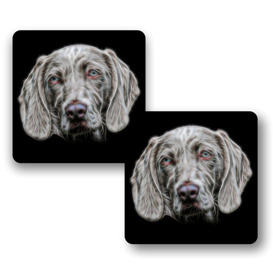 Weimaraner Coasters, Set of 2, with Fractal Art Design.