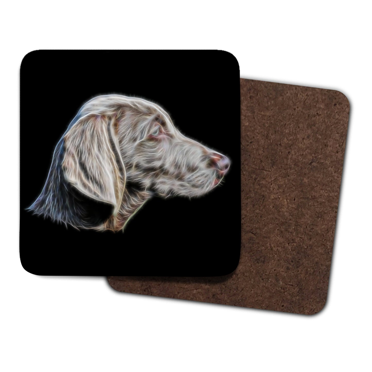 Weimaraner Coasters, Set of 2, with Fractal Art Design.