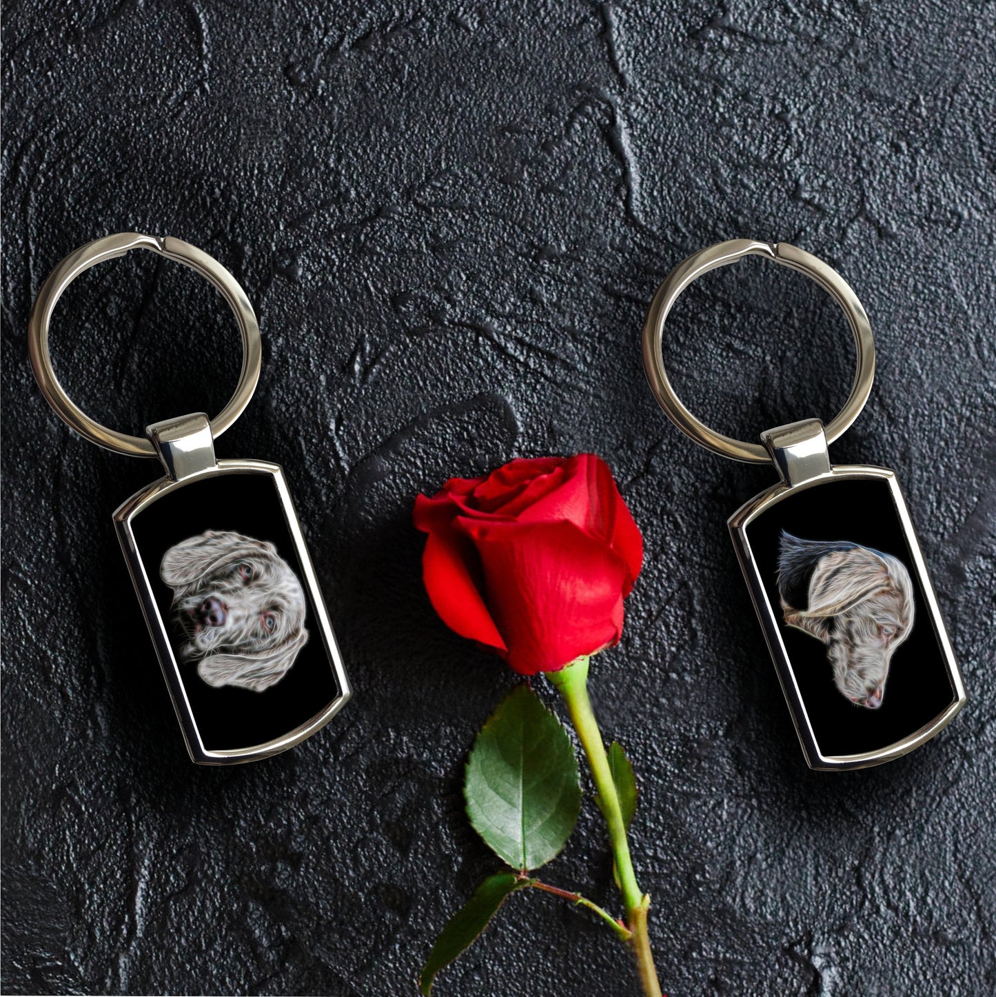 Weimaraner Keychain with Stunning Fractal Art Design. A Perfect Gift for Dog Lover.