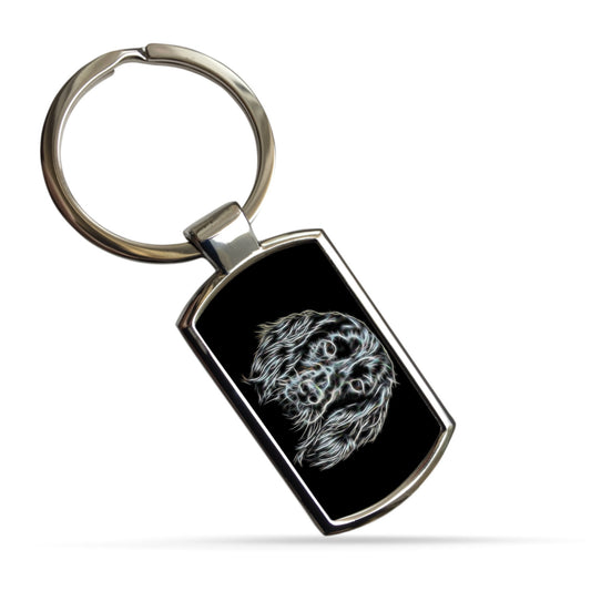 Sprocker Spaniel Dog Keychain with Fractal Art Design
