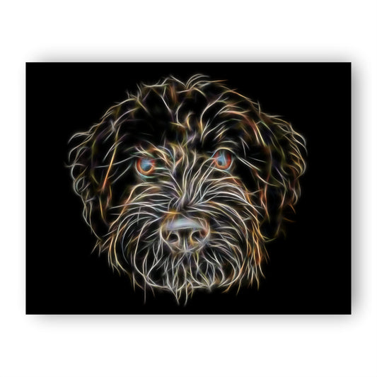 Black Labradoodle Print with Stunning Fractal Art Design.