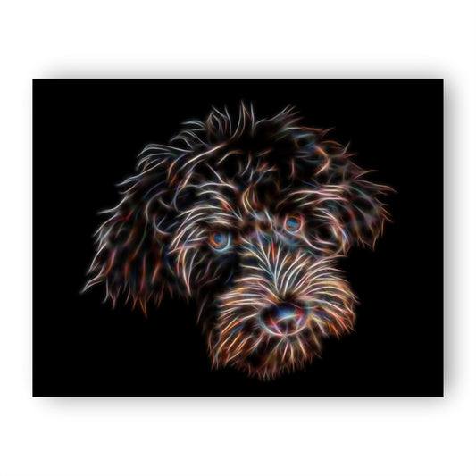 Chocolate Labradoodle Print with Stunning Fractal Art Design.