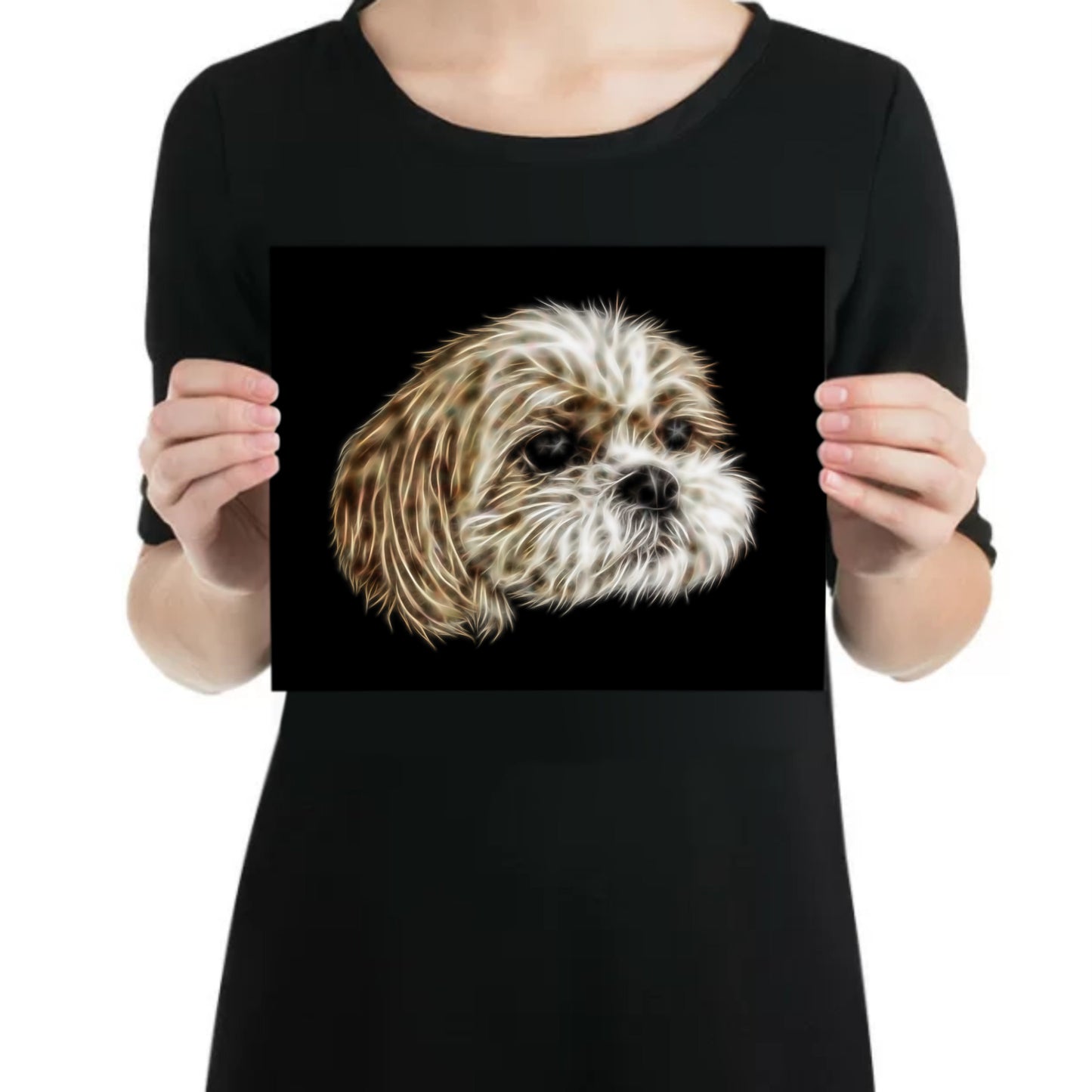 Shih Tzu Metal Wall Plaque with Stunning Fractal Art Design