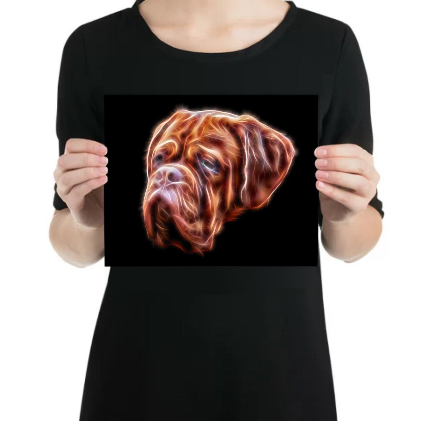 Dogue De Bordeaux Aluminium Metal Wall Plaque with Stunning Fractal Art Design.