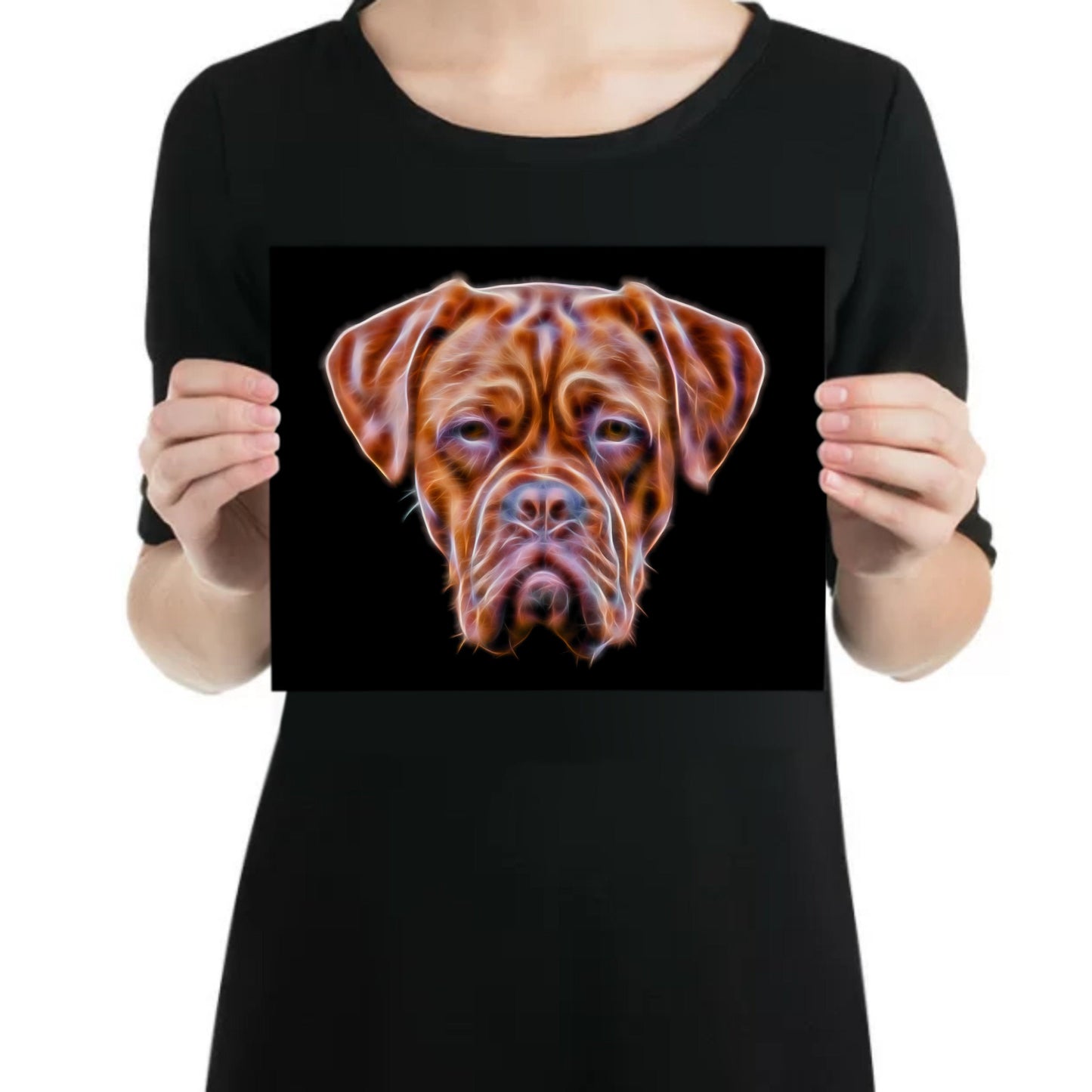 Dogue De Bordeaux Aluminium Metal Wall Plaque with Stunning Fractal Art Design.