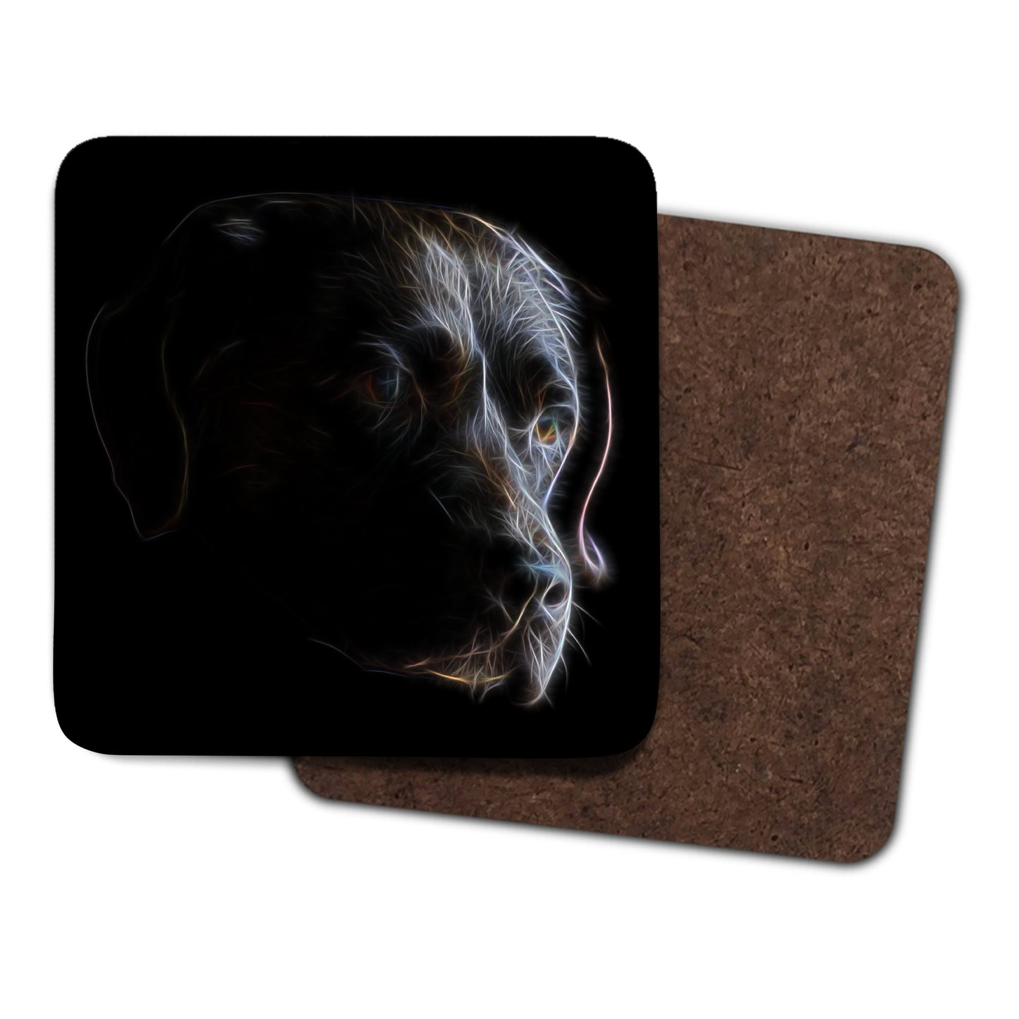 Chocolate Labrador Coasters, Set of 2, with Stunning Fractal Art Design, Dog Owner Gift